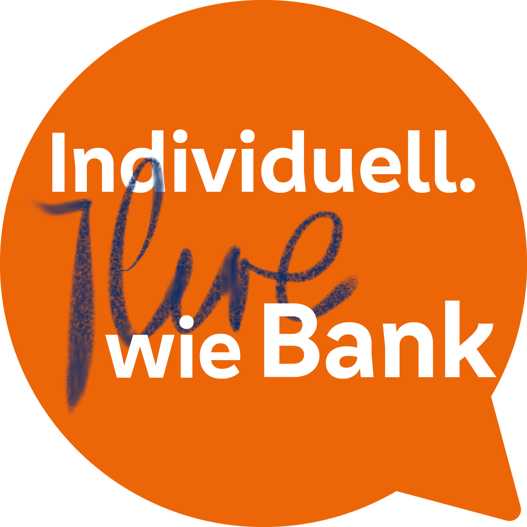 orange Sprechblase - Individuell wie Ihre Bank