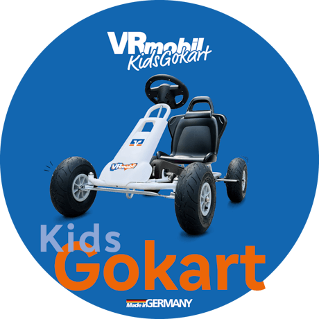 blauer Kreis mit VRmobil KidsGoKart in der Mitte