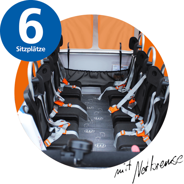 Kinderbus innenansicht mit 6 Sitzplätzen