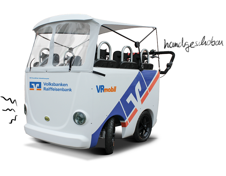 VRmobil Kinderbus mit Schrift - handgeschoben