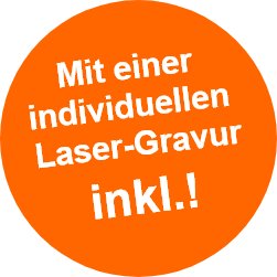 oranger Kreis mit Schrift - Laser-Gravur inklusive